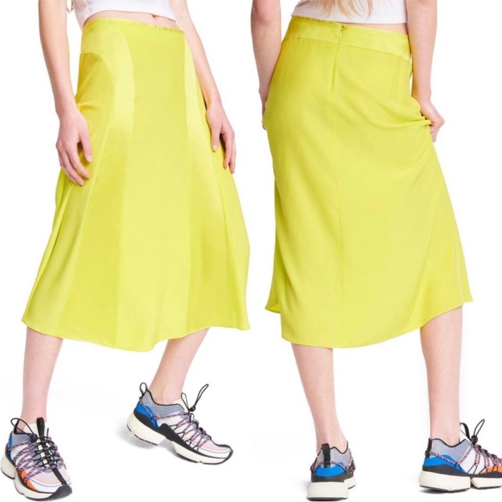 Rag & Bone Lucille Midi Skirt Lime Green